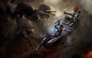 Demonic creatures attacking demon dark - elden ring free wallpaper