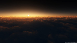Sunset aerial clouds bright sun - cloud below free wallpaper for desktop