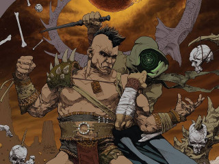 Demon skulls man knife bandages - a knife in front free wallpaper for desktop