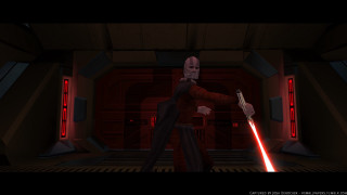 Man red suit light saber - dynamic lighting free wallpaper