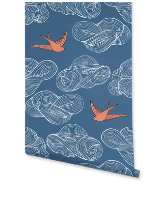 Blue orange bird pattern wallpaper - swirl free wallpaper for mobile