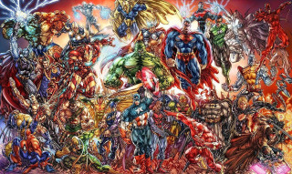 Superheroes battle red lightning comic - a battle free wallpaper