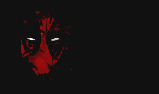 Red black face white eyes - a black wall free wallpaper