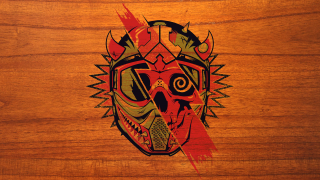 Wooden wall skull helmet goggles - a wooden wall free wallpaper
