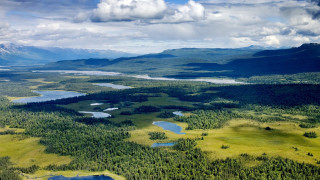 Valley lake mountains clouds sky - a lake and mountains free wallpaper
