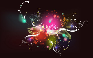 Colorful flower swirls bubbles black - a colorful flower free wallpaper
