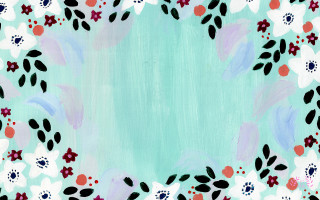 Flowers leaves blue background green - a painting of flowers free wallpaper