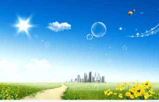 Sunny day path flowers city - a sunny day free wallpaper