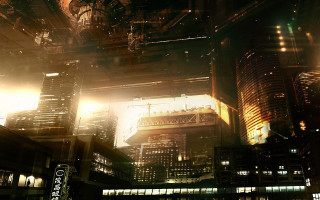 City tall buildings clock tower 11 - matte painting concept art free wallpaper for desktop