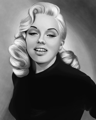 Blonde woman black shirt drawing - a digital painting free wallpaper for mobile