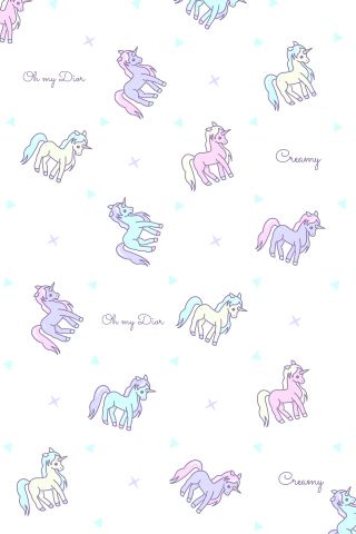 Pastel unicorns stars white background - a screenprint free wallpaper for mobile