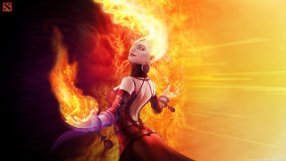Woman red dress flame arms - a flame free wallpaper