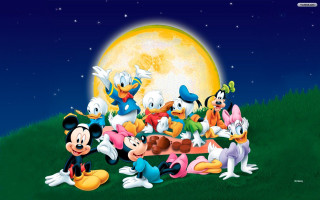 Mickey mice hill full moon - disney free wallpaper for desktop