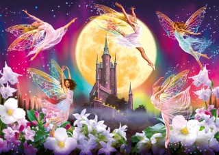 Fairy castle flying girls flowers - kinkade free wallpaper for desktop