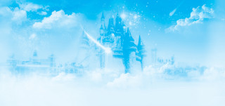 Castle in the sky clouds - fantasy magic free wallpaper for desktop