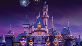 Castle fireworks night purple sky - a firework free wallpaper
