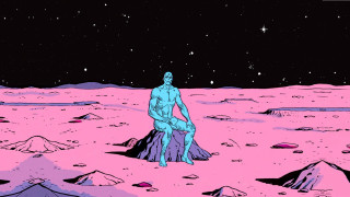 Man sitting rock desert stars - dave gibbons free wallpaper