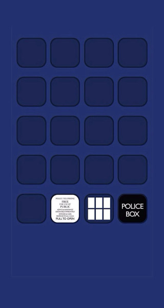 Police box blue background logo - minimalist free wallpaper for mobile