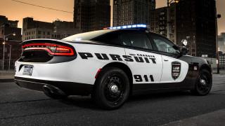 Police car night city skyline - dan luvisi free wallpaper