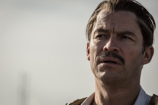 Man mustache serious look distant - free vintage wallpaper