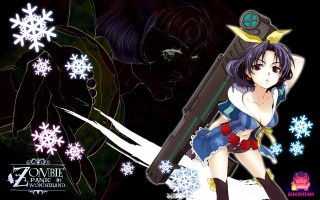 Woman gun snowflake background snowflakes - a demon free wallpaper