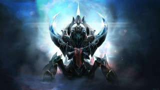 Demonic creature horns wings back - smoke and fog free wallpaper