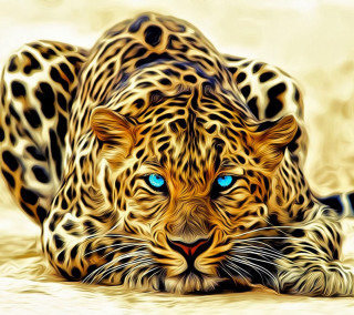 Leopard blue eyes laying head 3 - free 3d render wallpaper for tablet
