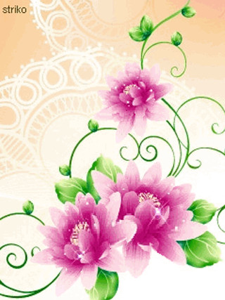 Pink flower green leaves white 2 - cloisonnism free wallpaper for mobile