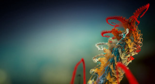 Colorful art blue background red 3 - an abstract sculpture free wallpaper