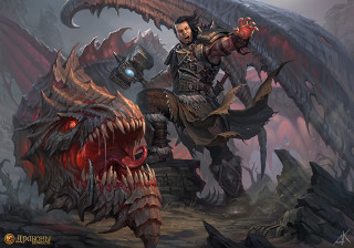 Man riding dragon demon forest - his hand and a demon free wallpaper