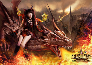 Woman riding dragon fire scene - a woman riding free wallpaper