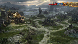 Fantasy village path castle dragon - chris rahn free wallpaper