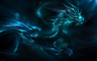 Blue dragon glowing wings dark - a blue dragon free wallpaper