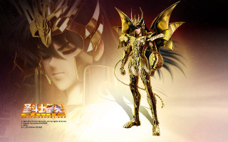 Woman gold outfit sword wings - a purple background free wallpaper