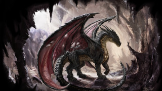 Dragon red tail cave mountain - a red tail free wallpaper for desktop