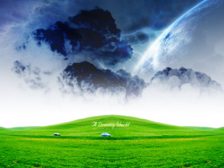 Green field clouds hill car - a green hill free wallpaper