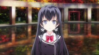 Girl black white outfit pond - the background and a building in the background free wallpaper