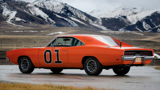 Orange muscle car parking lot - a parking lot free wallpaper