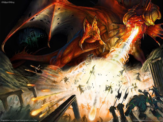 Dragon attack fire breathing creature - a painting of a dragon free wallpaper
