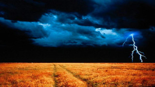 Field path lightning sky grass - a lightning bolt in the sky above free wallpaper