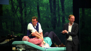 Man stretcher carried forest green - two other man free wallpaper