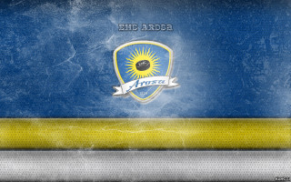 Blue yellow background sun emblem - the center of the image free wallpaper