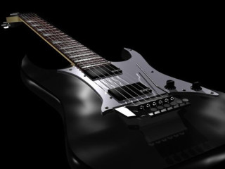 Black guitar black background 3d - a black guitar free wallpaper
