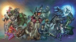 Cartoon characters group blue background 13 - michael kaluta free wallpaper for desktop