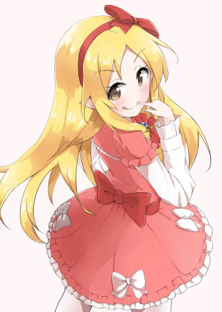 Girl red dress bow kawaii - a pink dress free wallpaper for mobile