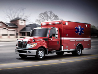 Red ambulance hyperrealism digital rendering - a red cross free wallpaper