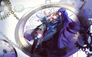 Anime couple clock gears characters - a couple of anime characters free wallpaper