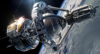 Space station earth bright light 3 - a space station in the middle of the earth free wallpaper