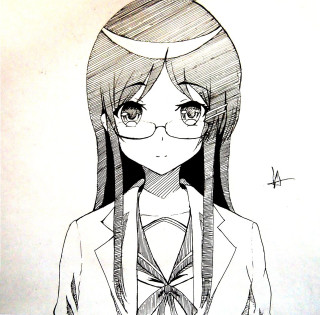 Girl glasses bow tie head - her shoulder free wallpaper for tablet