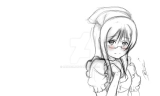 Girl glasses ponytail drawing art - a ponytail free wallpaper for desktop